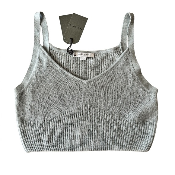 NWT Allsaints Large Leanne Crop Top Green Bay Knit Wool Alpaca Blend - Picture 2 of 9